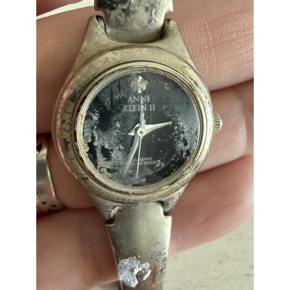ANNE KLEIN II‎ WRIST WATCH QUARTZ BLACK DIAMOND DIAL WORKING